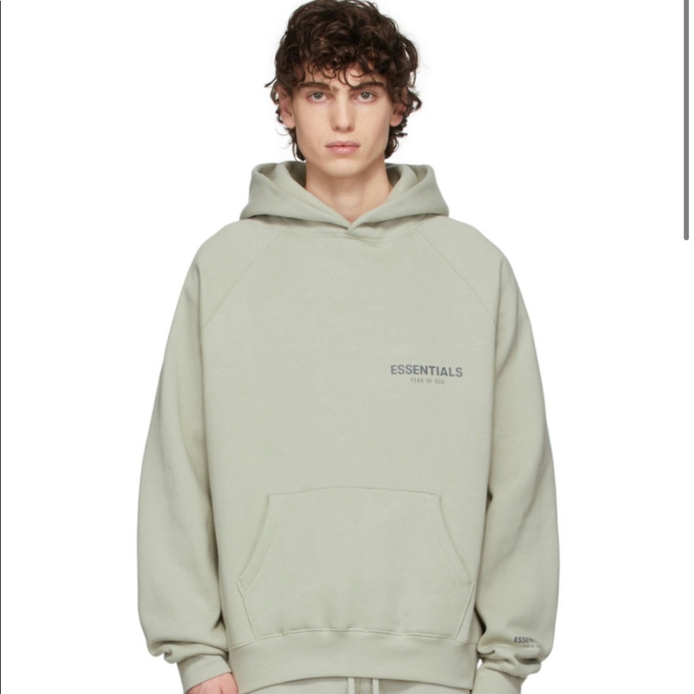 SOLD LINDA Fear of God UNISEX Green / Concrete hoodie receipt avail LAST ONE - Picture 5 of 8